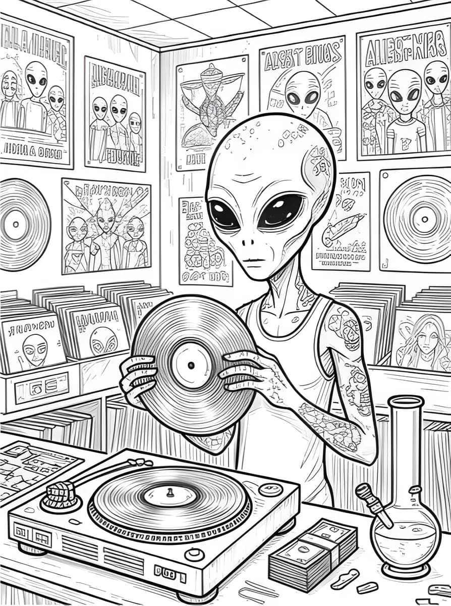 The Cosmic Spinner — coloring page
