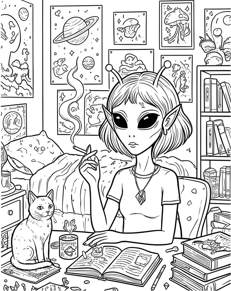 Stardust Bedroom — coloring page