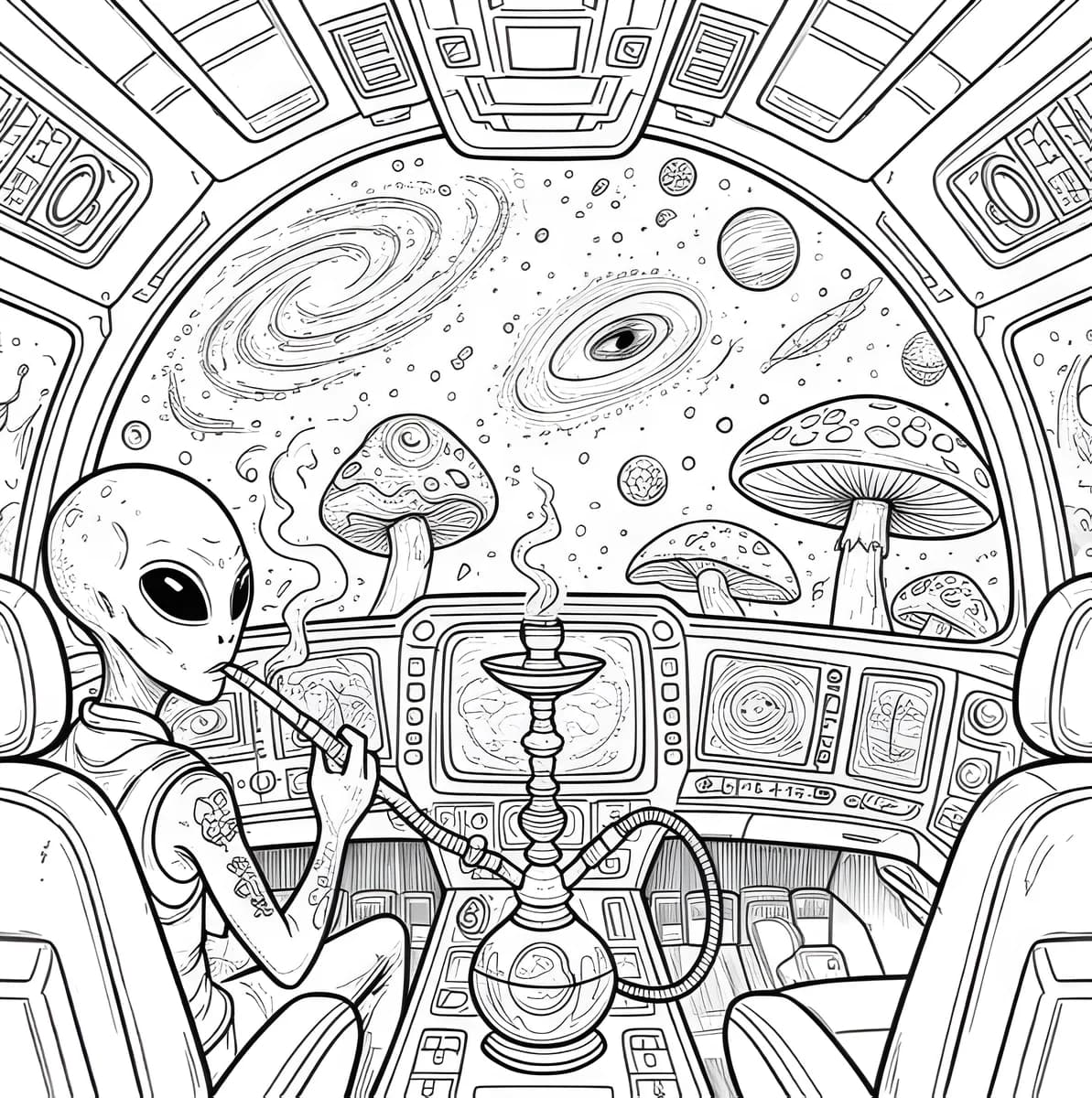 Hookah at the Helm — coloring page