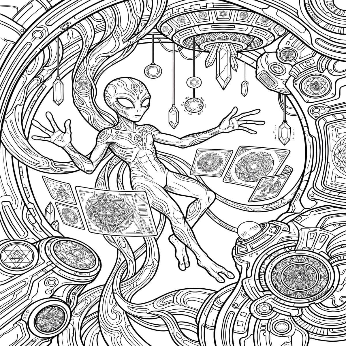 The Tarot Reader — coloring page