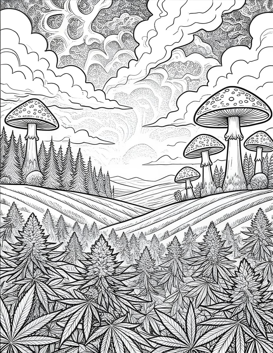 Mushroom Hills — coloring page