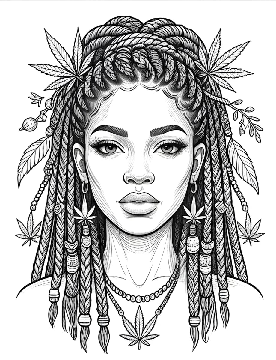 Braided Herbalist — coloring page