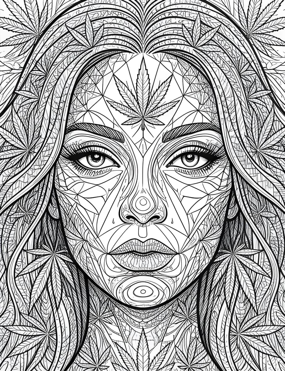 Inked in Leaves — coloring page
