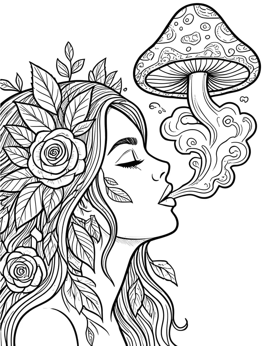 Rose & Smoke — coloring page
