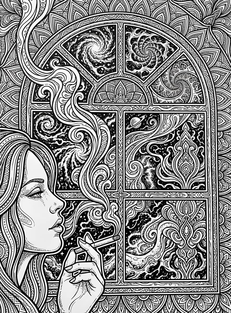 Cosmic Casement — coloring page