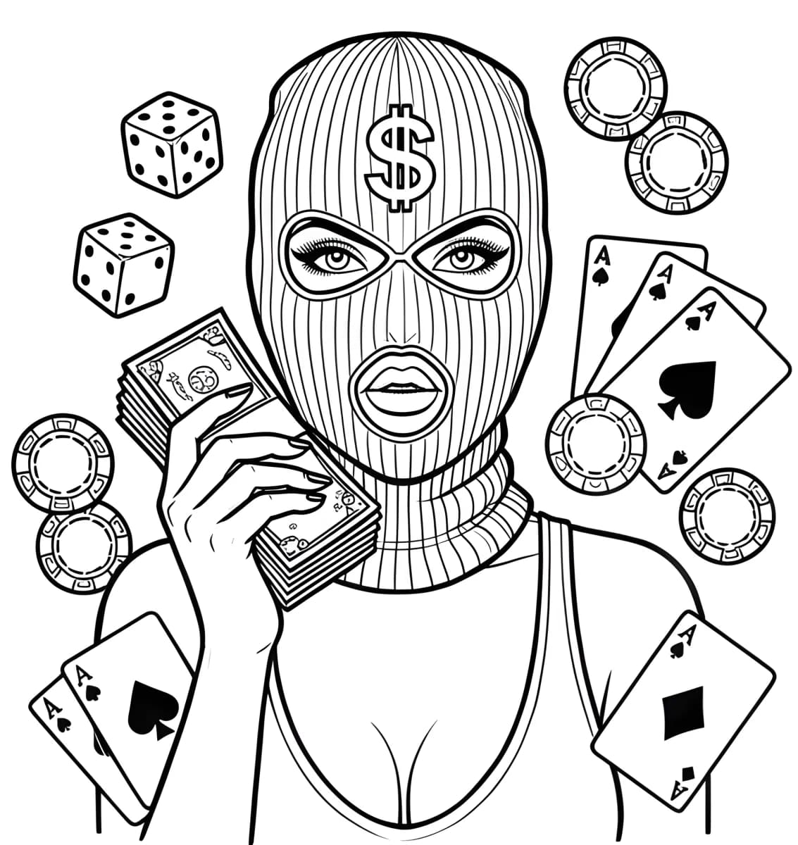 Cash Queen — coloring page