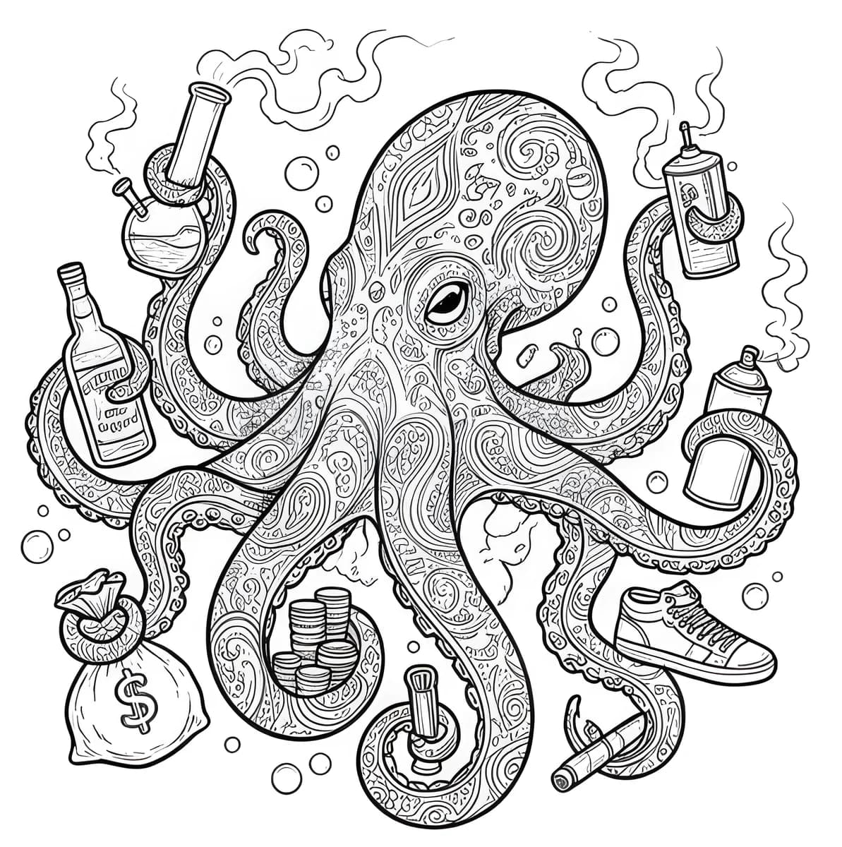 Octopus of Vice — coloring page