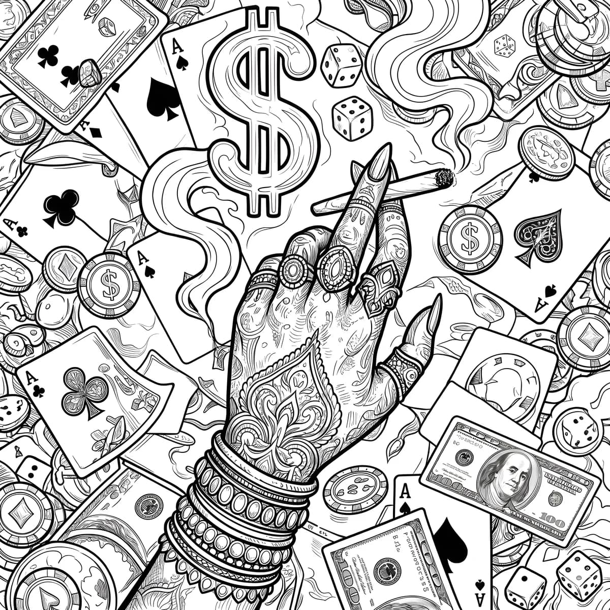 Cigar Hand — coloring page