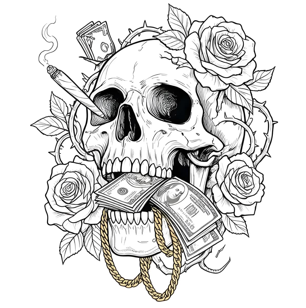 Roses & Riches — coloring page