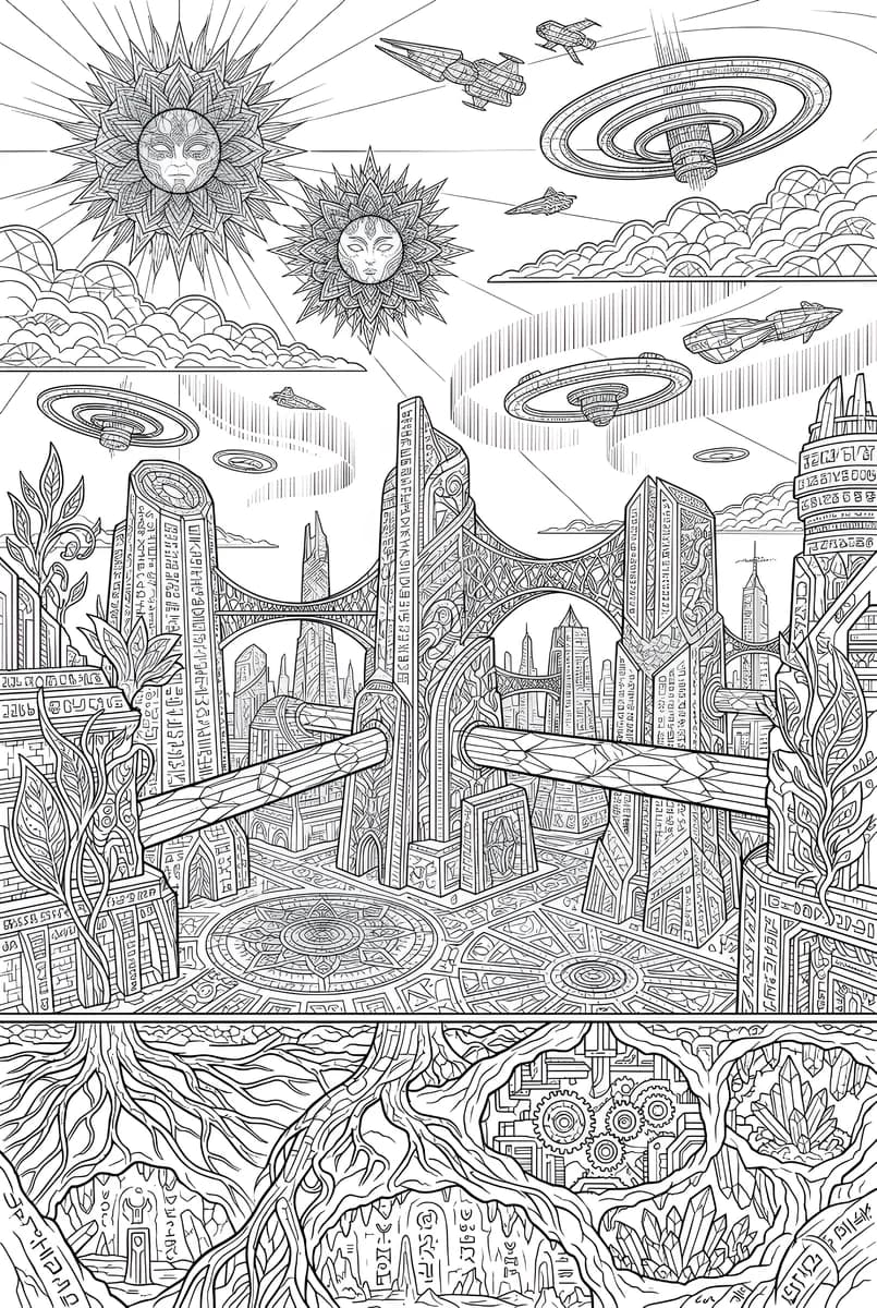 Ancient Alien City — coloring page