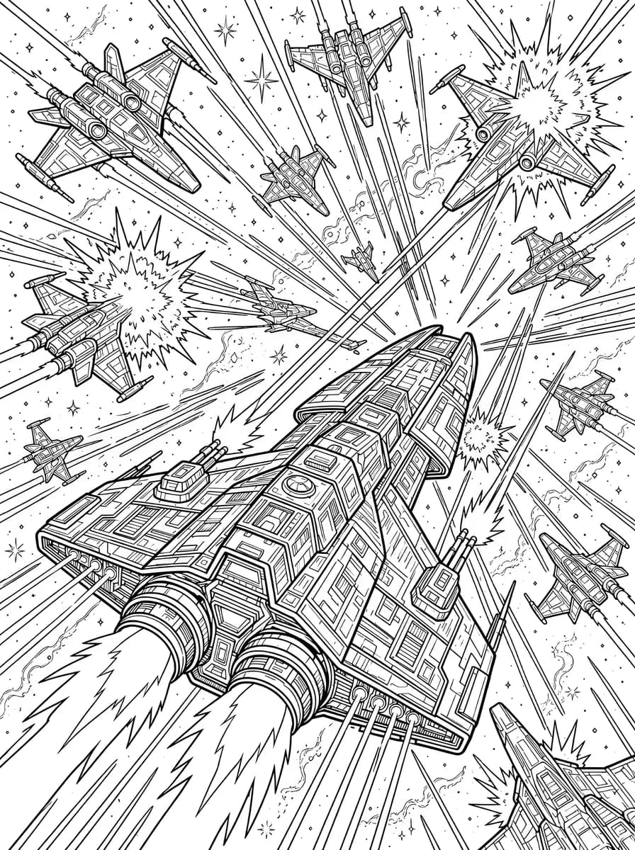 Battle Field in Space — coloring page