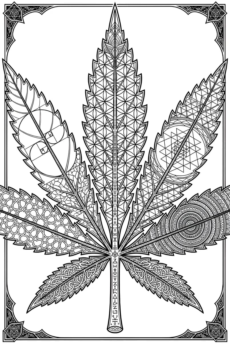 Cannabis Mandala — coloring page