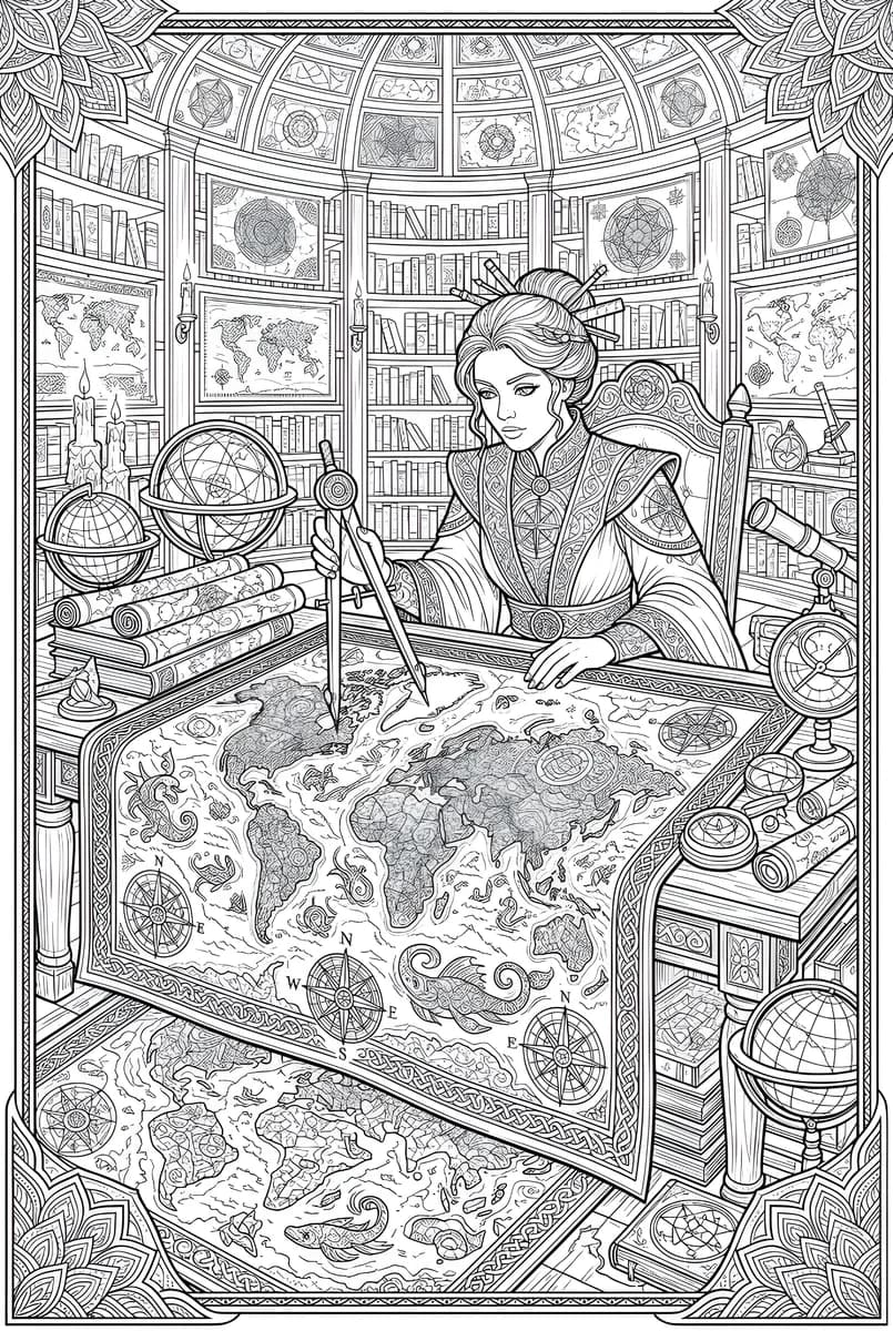 Cartographer Queen — coloring page