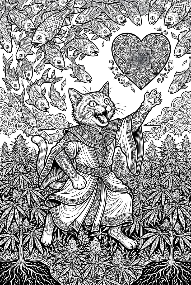 Cat Wizard — coloring page