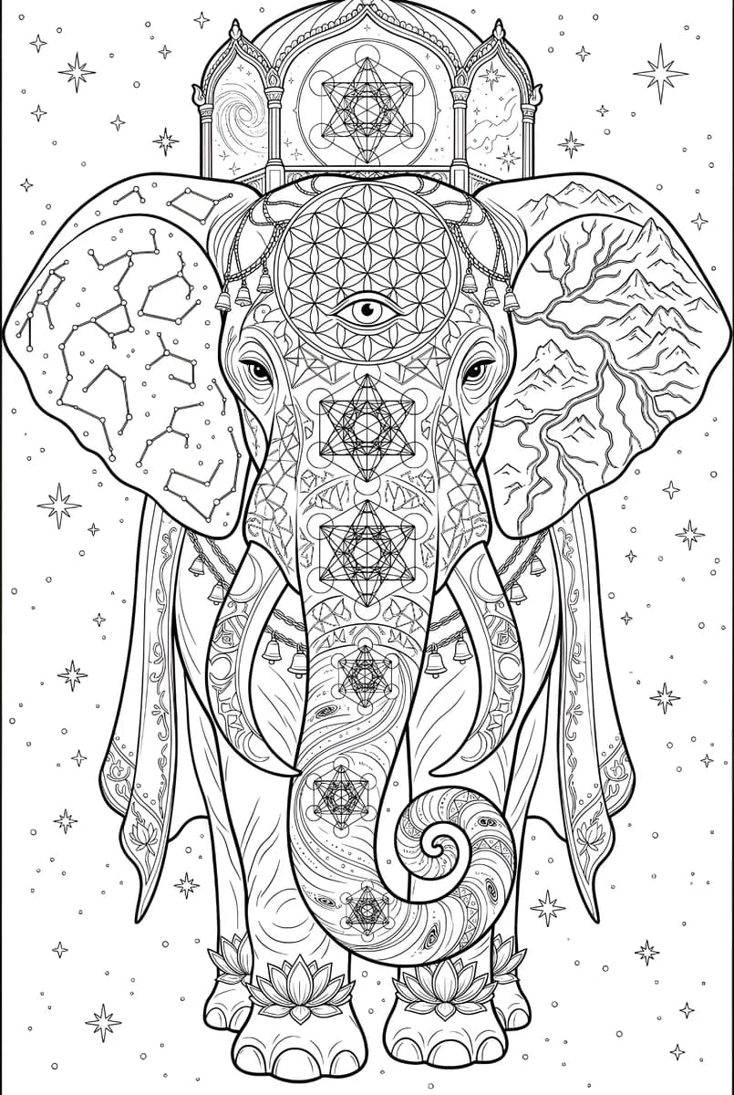 Cosmic Elephant — coloring page