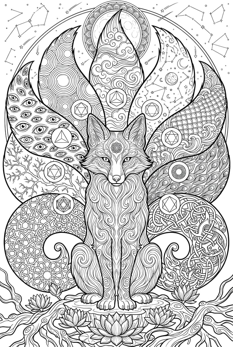 Cosmic Fox — coloring page