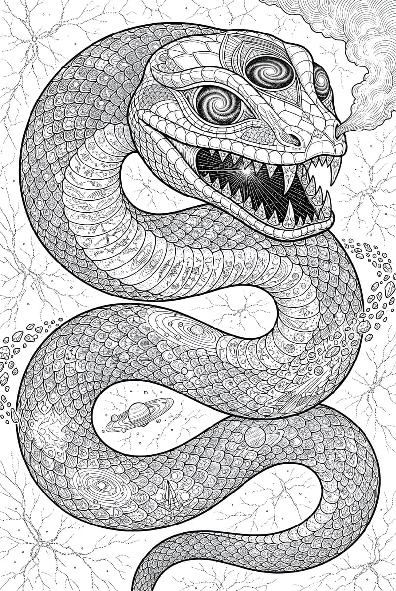 Cosmic Serpent — coloring page