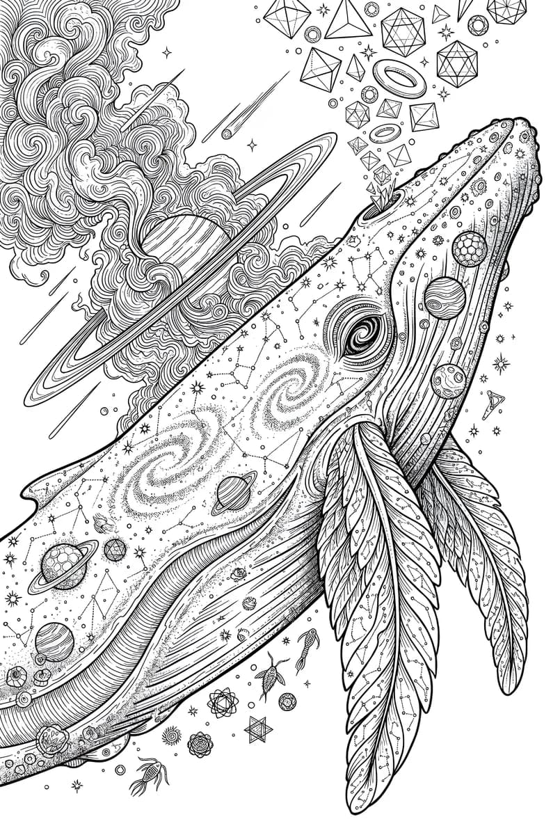 Cosmic Whale — coloring page