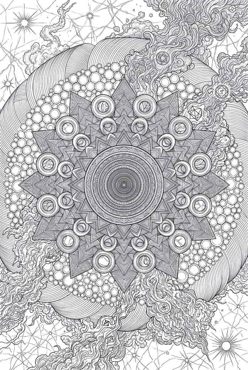 Elemental Mandala — coloring page