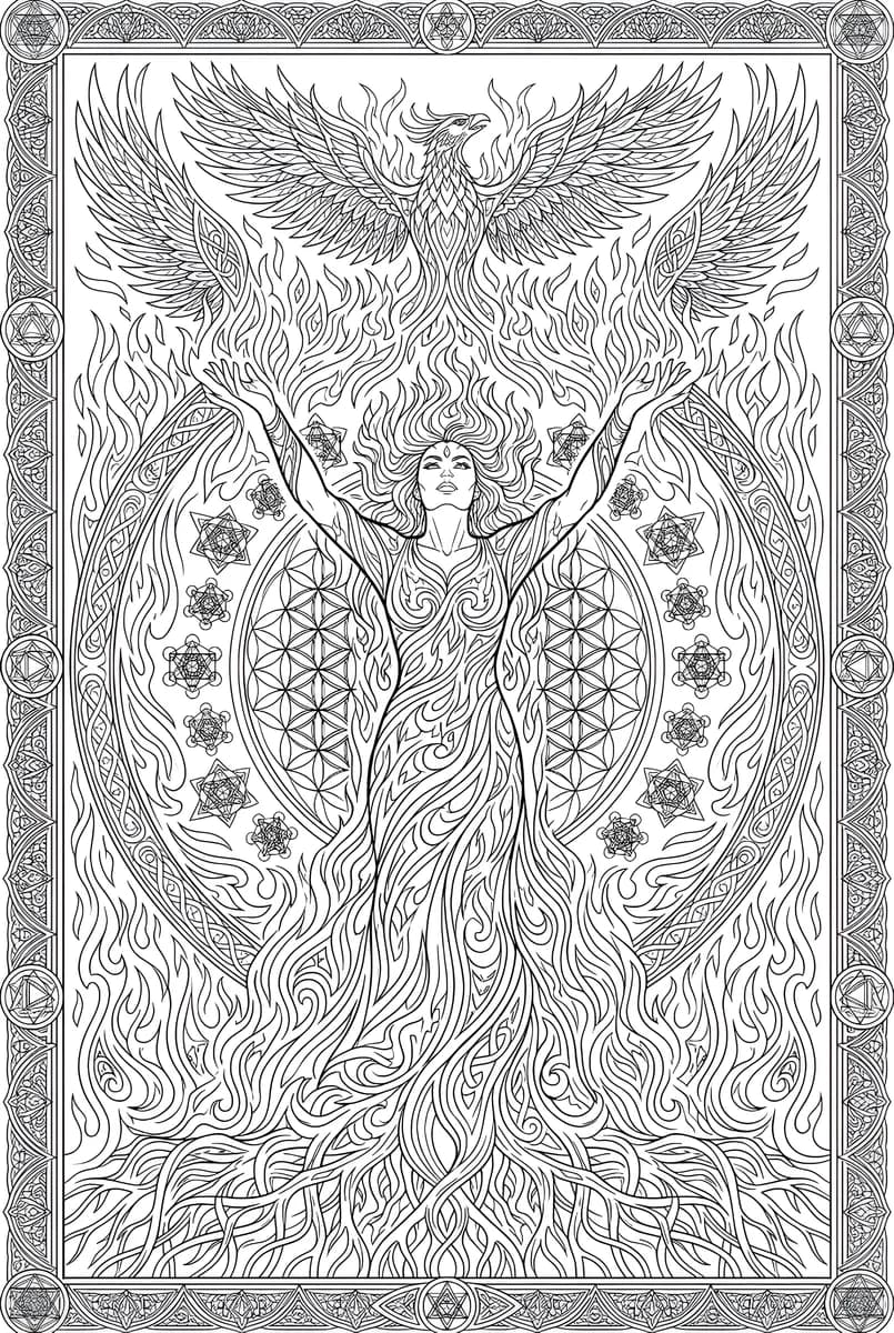 Fire Phoenix — coloring page
