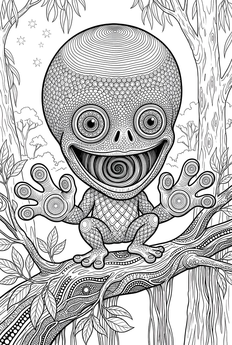 Forest Alien — coloring page