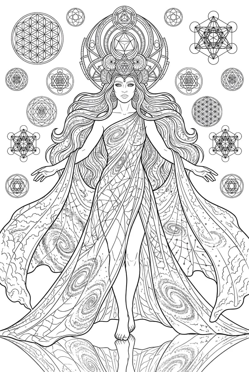 Galaxy Goddess — coloring page