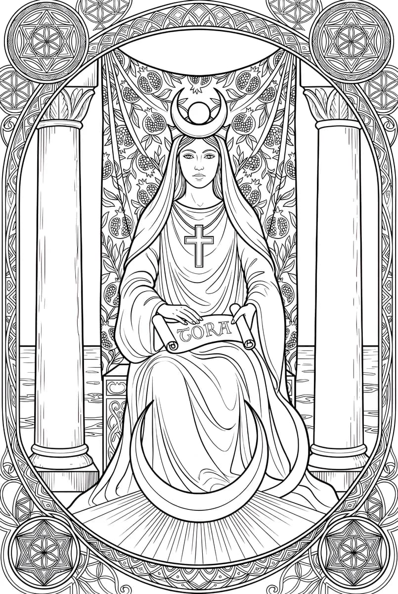 High Priestess Tarot — coloring page