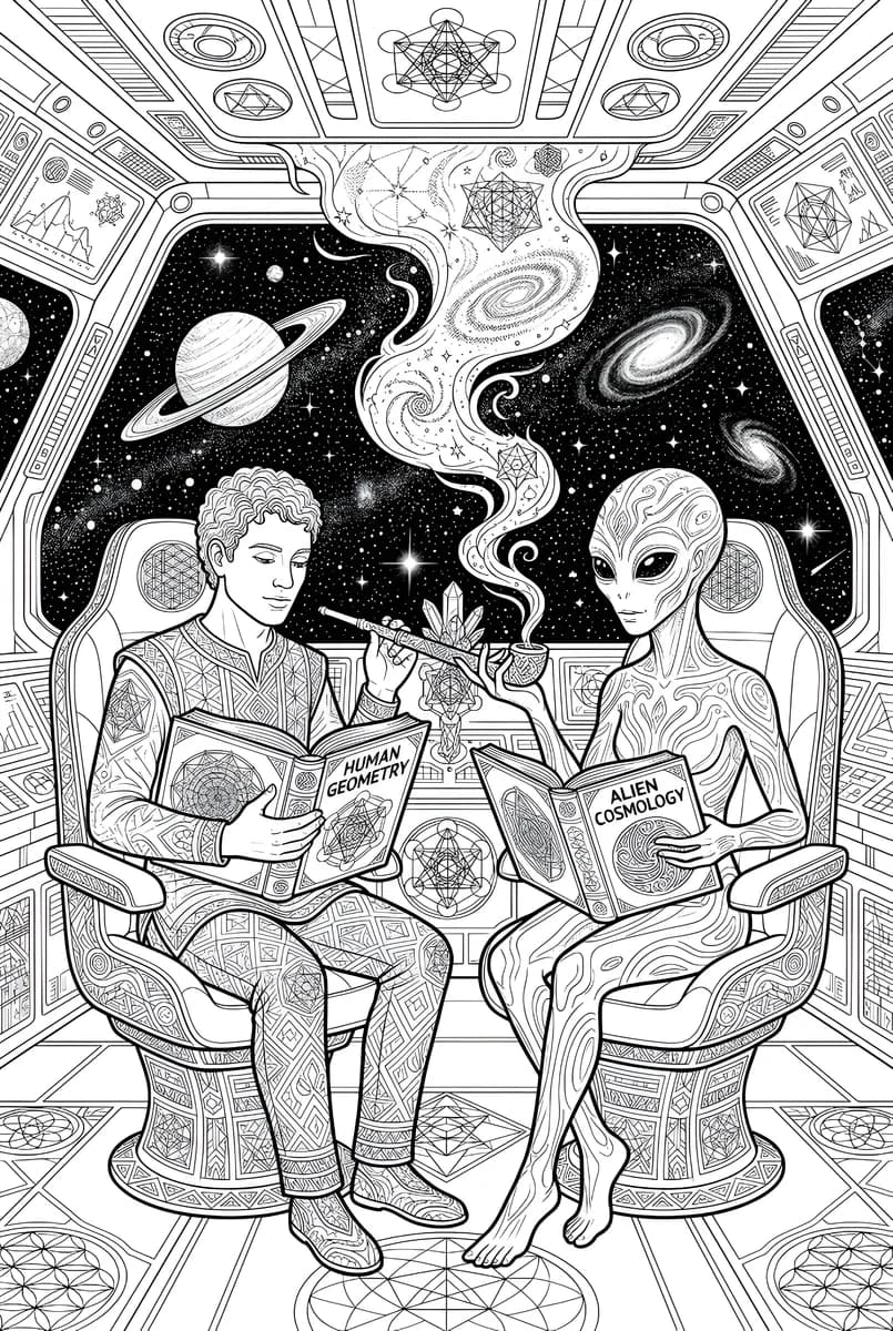 Intergalactic Study — coloring page