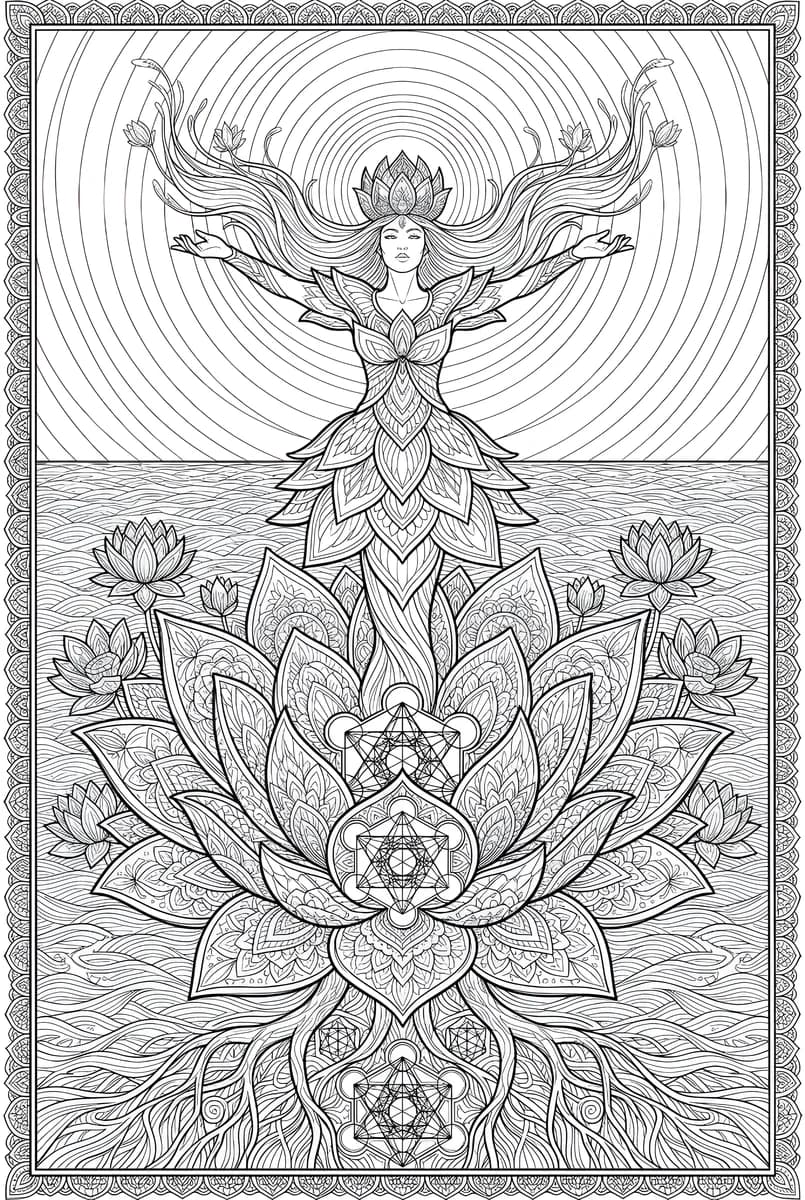 Lotus Rising — coloring page