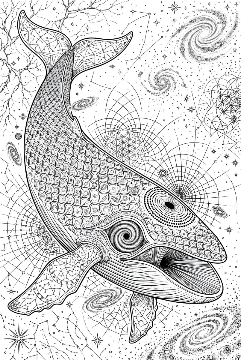 Mandala Whale — coloring page