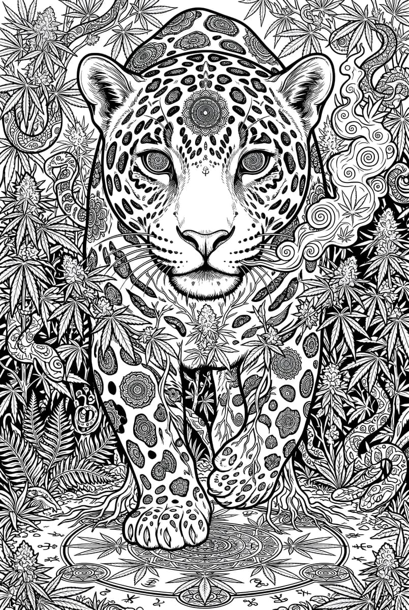 Mystic Jaguar — coloring page