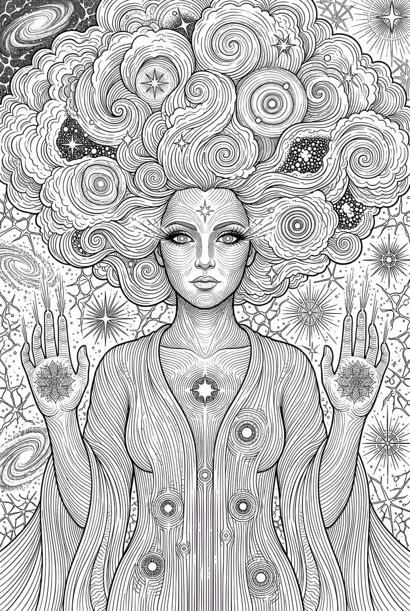 Nebula Goddess — coloring page