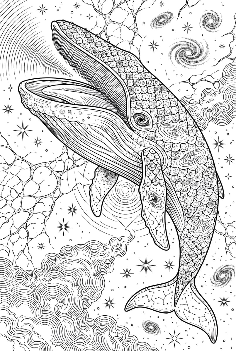 Nebula Whale — coloring page