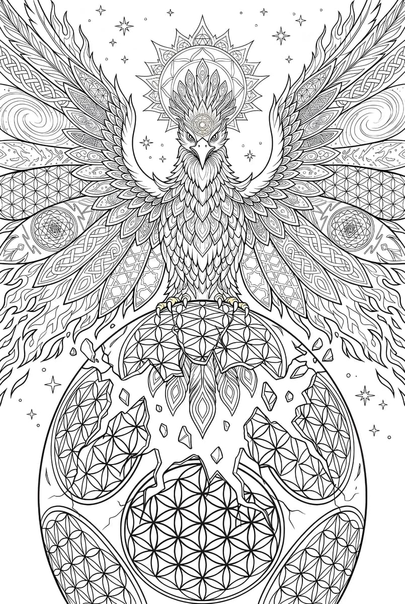 Phoenix Rising — coloring page
