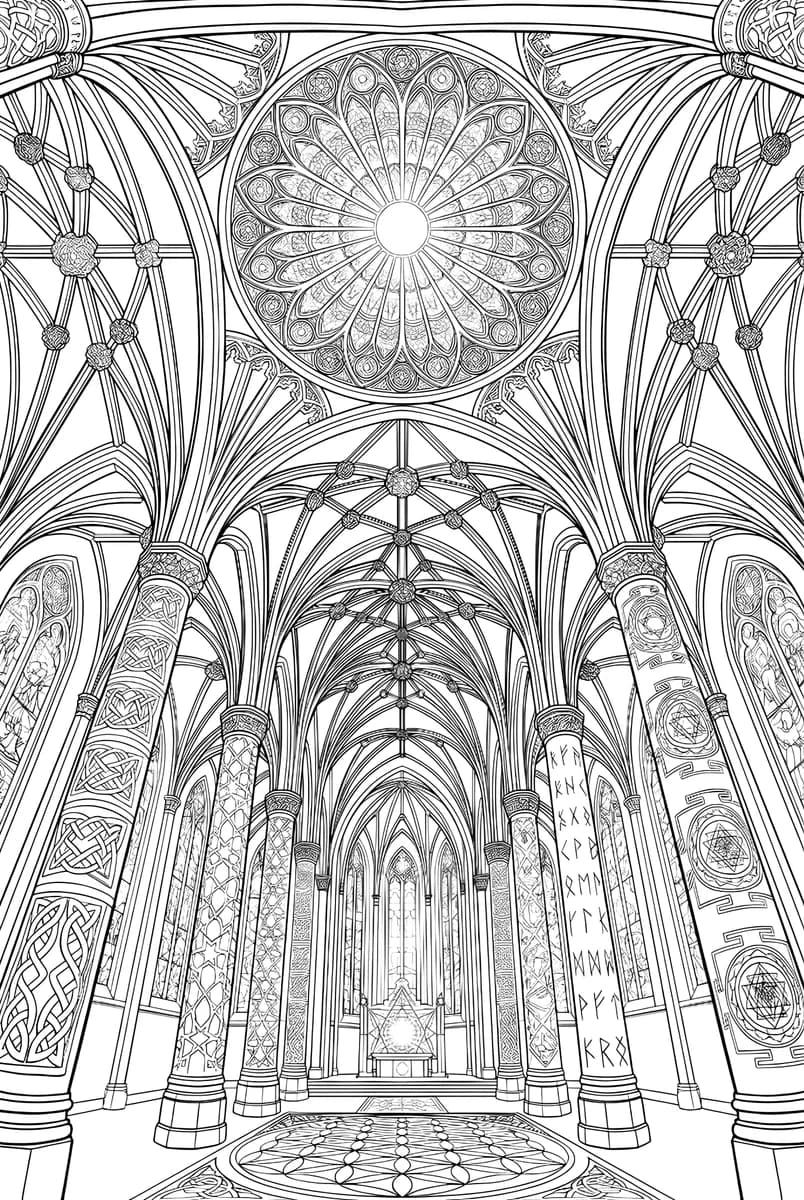 Rainbow Cathedral — coloring page