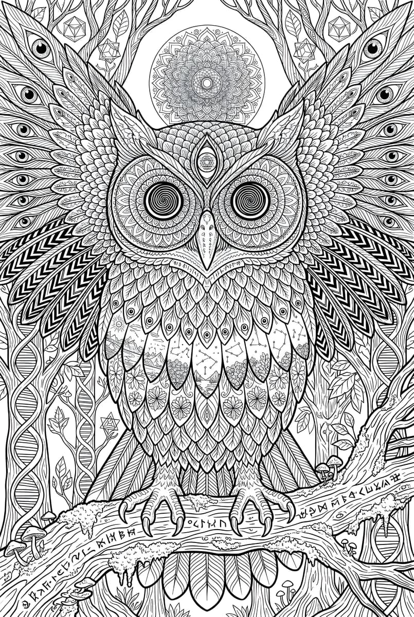 Sacred Owl — coloring page