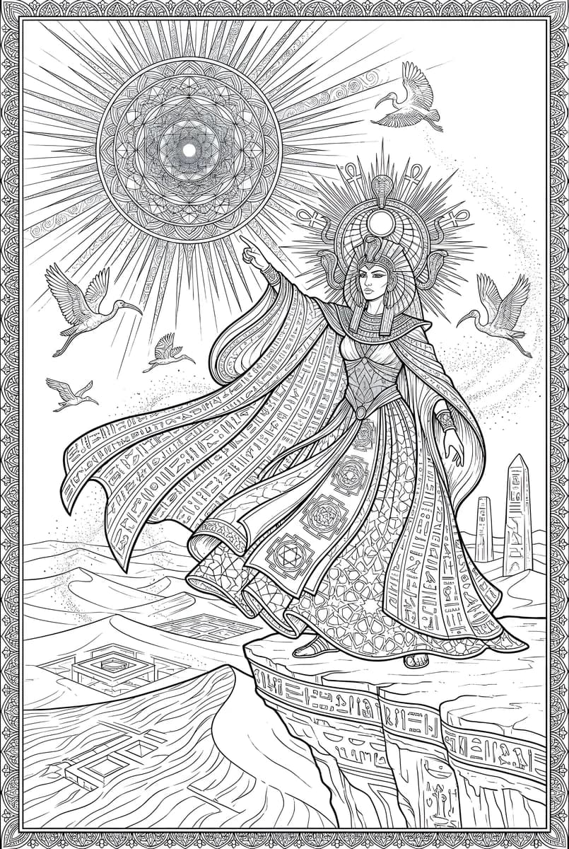 Solar Goddess — coloring page