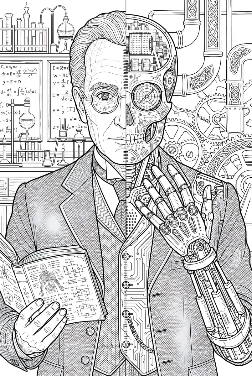 Steampunk Duality — coloring page
