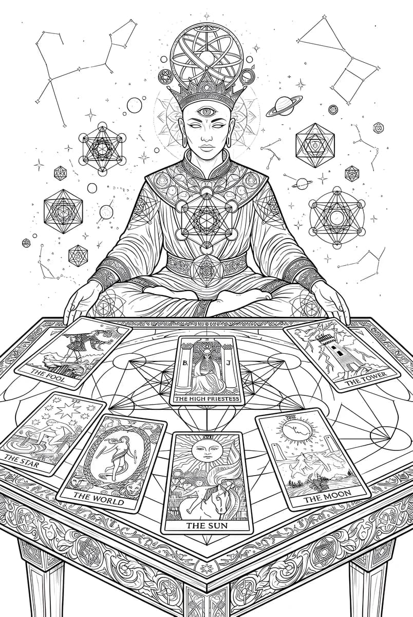 Tarot Reader — coloring page