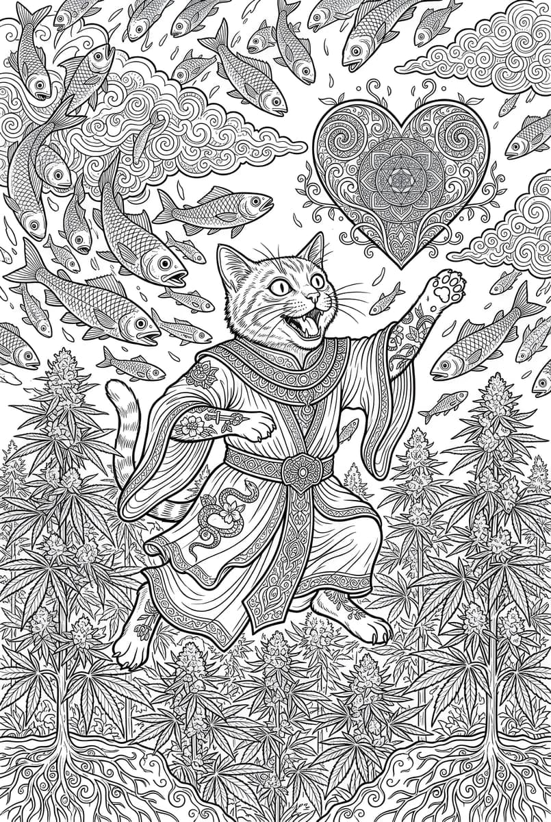 Cat Wizard 2 — coloring page