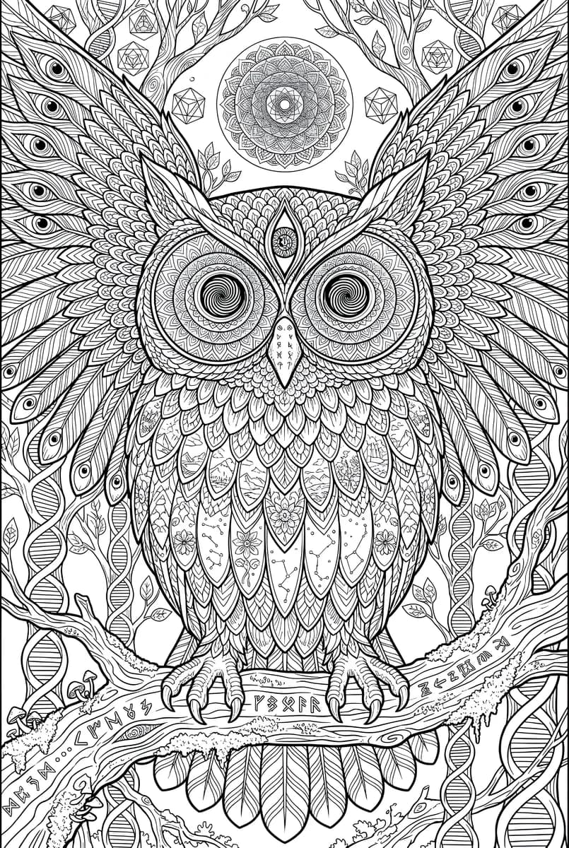 Flame Owl — coloring page
