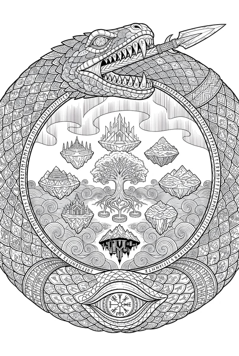 Ouroboros World Tree 2 — coloring page