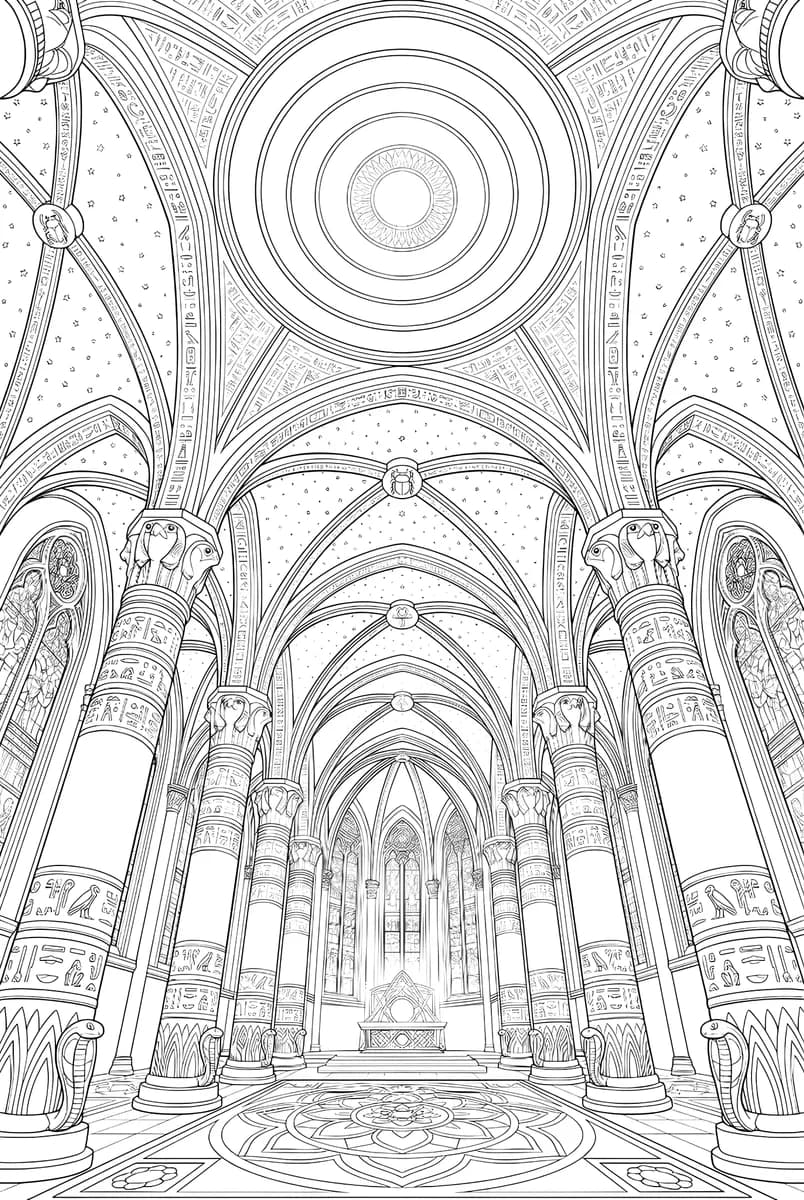 Sacred Cathedral — coloring page