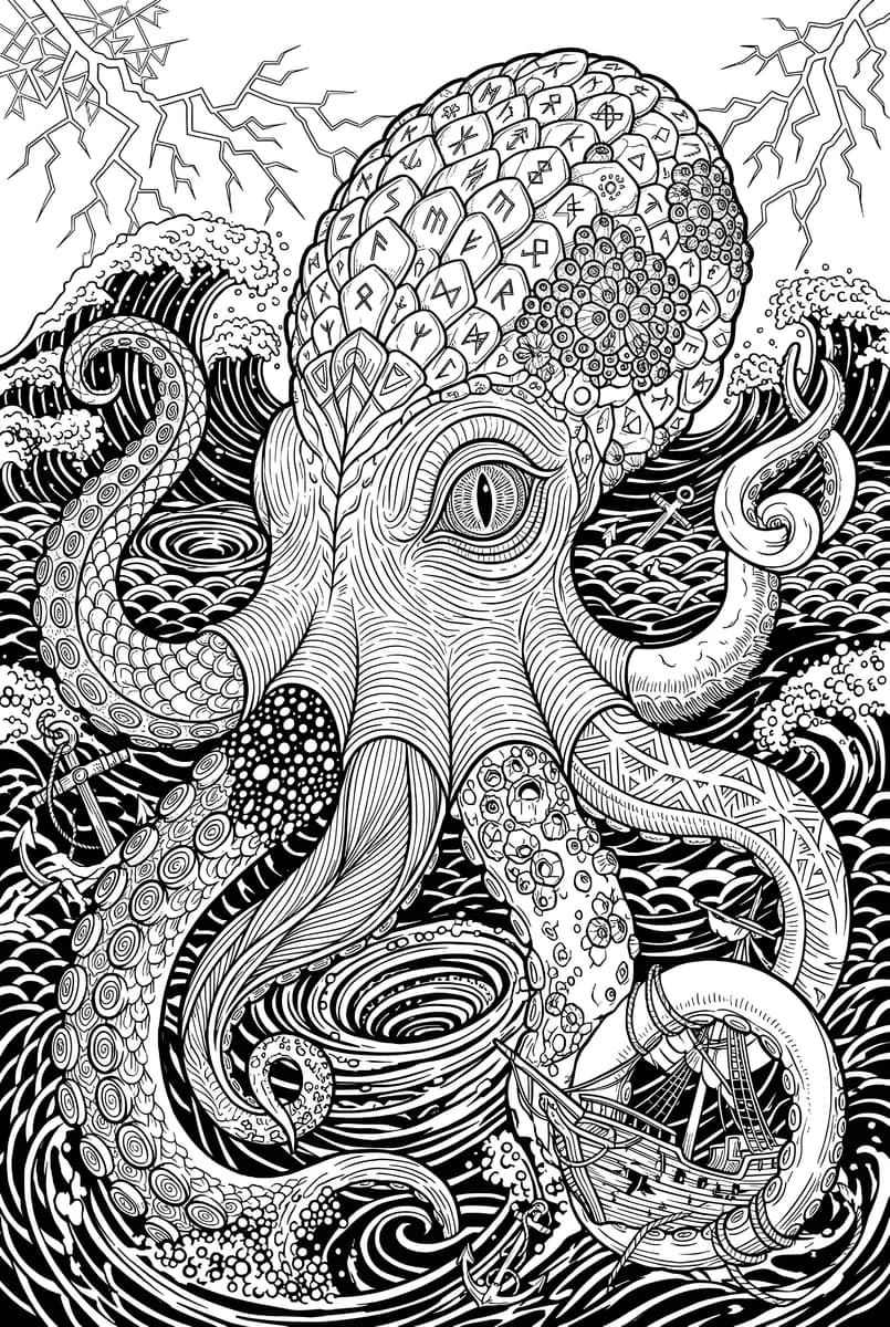 Kraken — coloring page