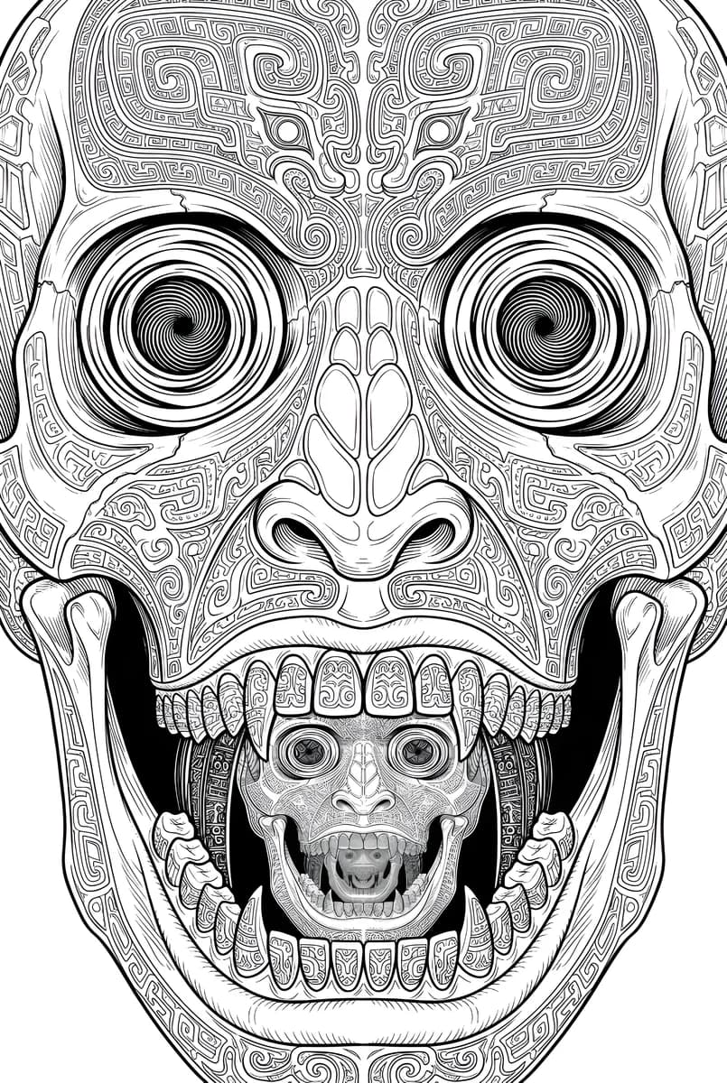 Tribal Skull 2 — coloring page