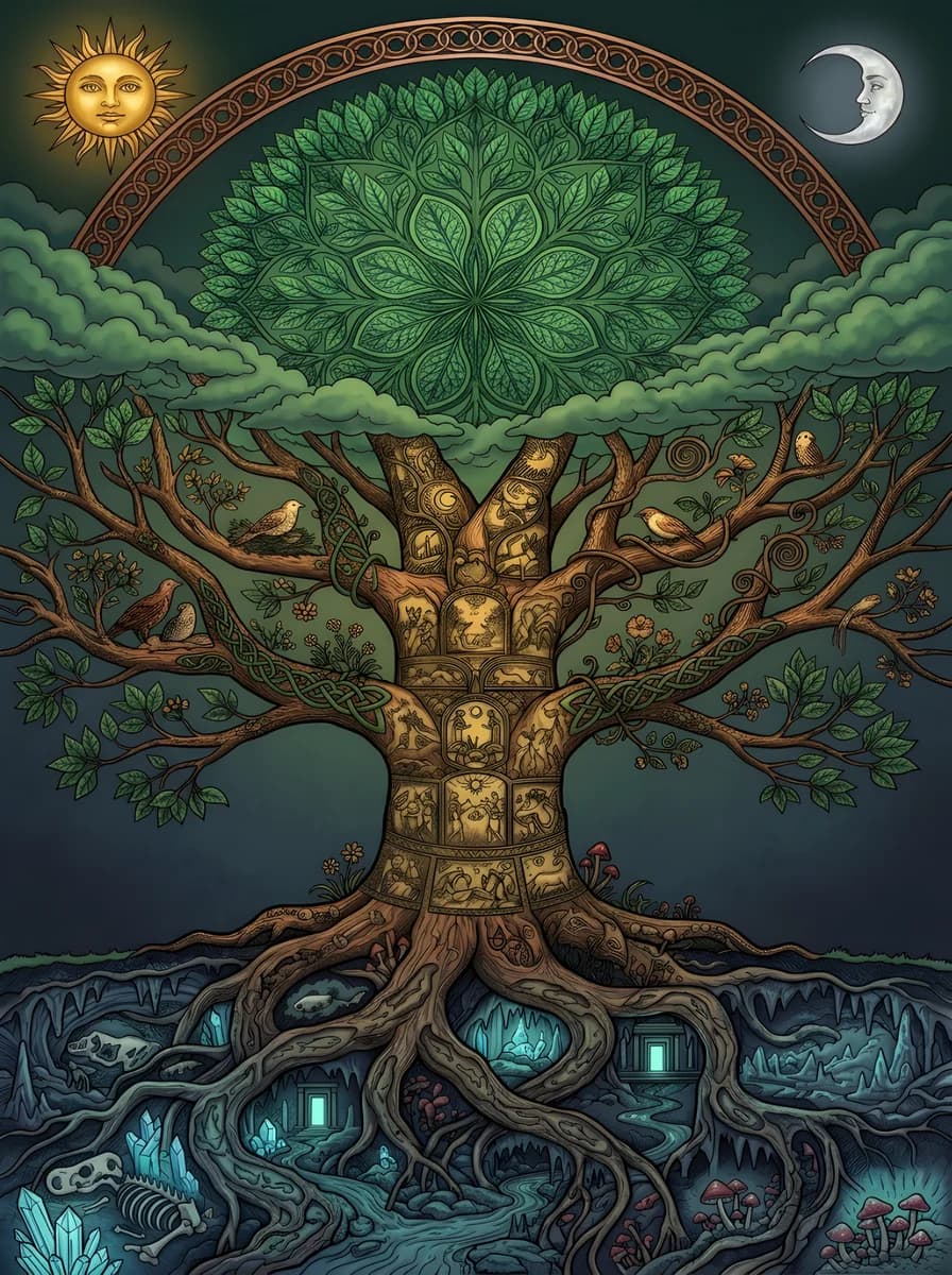 Pagan World Tree 2 — colored reference